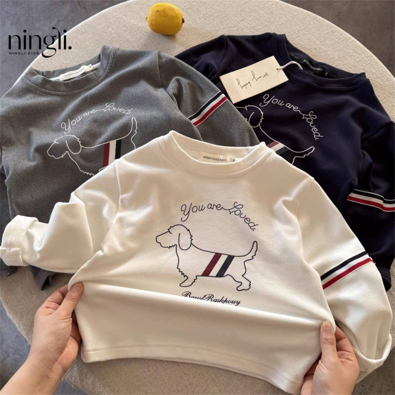 Laste fleecevoodriga termiline T-särk, pikkade varrukatega, ümmarguse kaelusega, sügis-talviseks hooajaks, Saksa fleece 90%