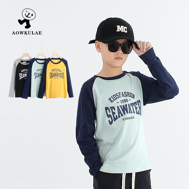 Gyerekeknek készült hosszú ujjú Raglán póló, pamut–gyapjú keverék, koreai verzió stílus, tavasz/ősz, kapucnival