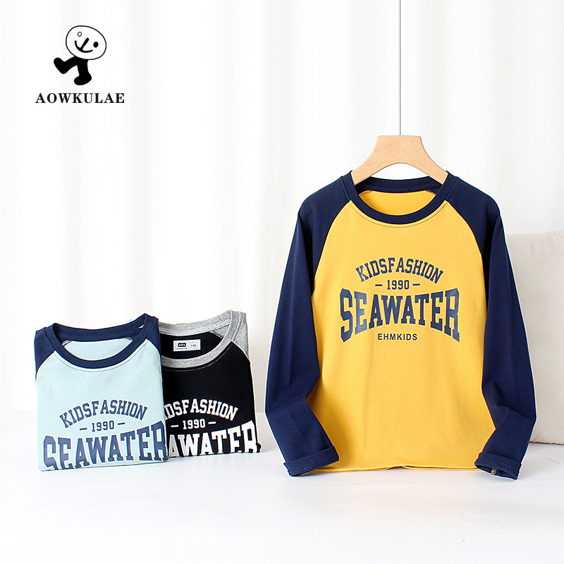 Gyerekeknek készült hosszú ujjú Raglán póló, pamut–gyapjú keverék, koreai verzió stílus, tavasz/ősz, kapucnival