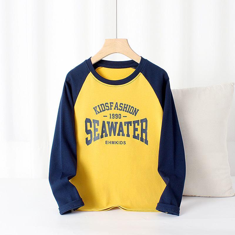 Gyerekeknek készült hosszú ujjú Raglán póló, pamut–gyapjú keverék, koreai verzió stílus, tavasz/ősz, kapucnival