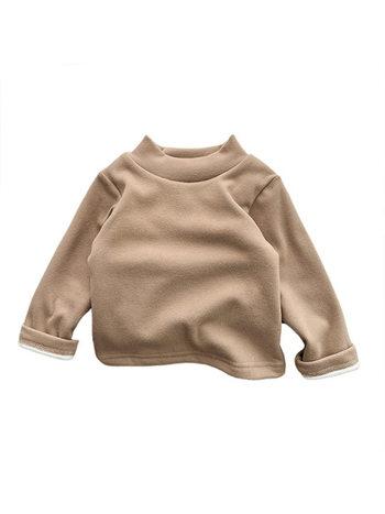 Tricou pentru copii cu mânecă lungă și guler înalt, bumbac 95%, finisaj moale, iarnă, stil lejer, model în dungi sau uni