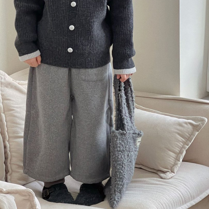 Dječji ženski zimski dvodjelni set u korejskom stilu s patchwork ovratnikom, debela vunena smjesa (80% akril), mekan materijal, dugi rukavi, bez kapucne, za dob 3–8 godina