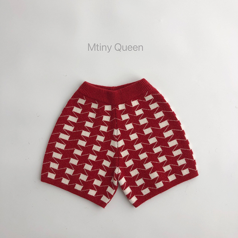 MTinyQueen Dječji dvodijelni set: pleteni vest bez rukava i šorc, korejski stil, karirani uzorak, akrilna tkanina, za djecu 3-8 godina