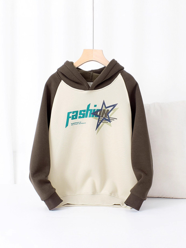 Koreai stílusú gyerek kapucnis pulóver Velvet Fleece anyaggal, hosszú ujjú, téli modell