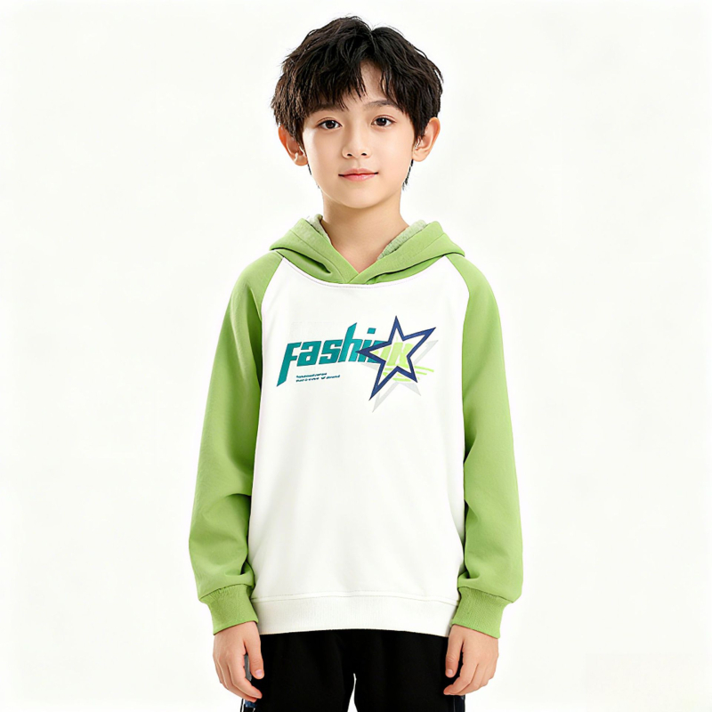 Koreai stílusú gyerek kapucnis pulóver Velvet Fleece anyaggal, hosszú ujjú, téli modell