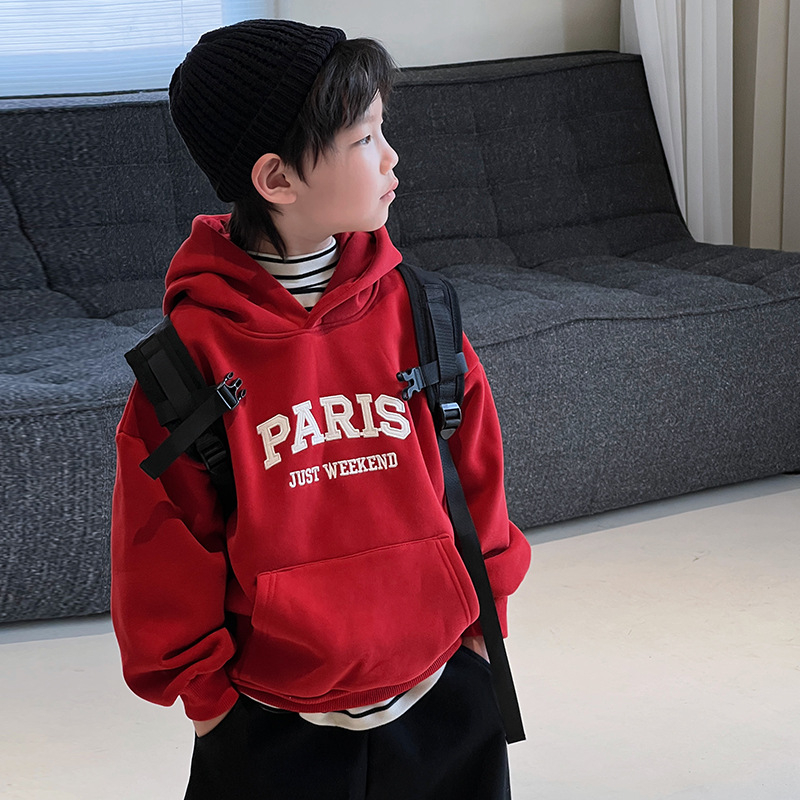 Lapse kapuutsiga džemper paksu fliis voodriga, 93% puuvill, Korea stiil, tähtedega muster, pullover