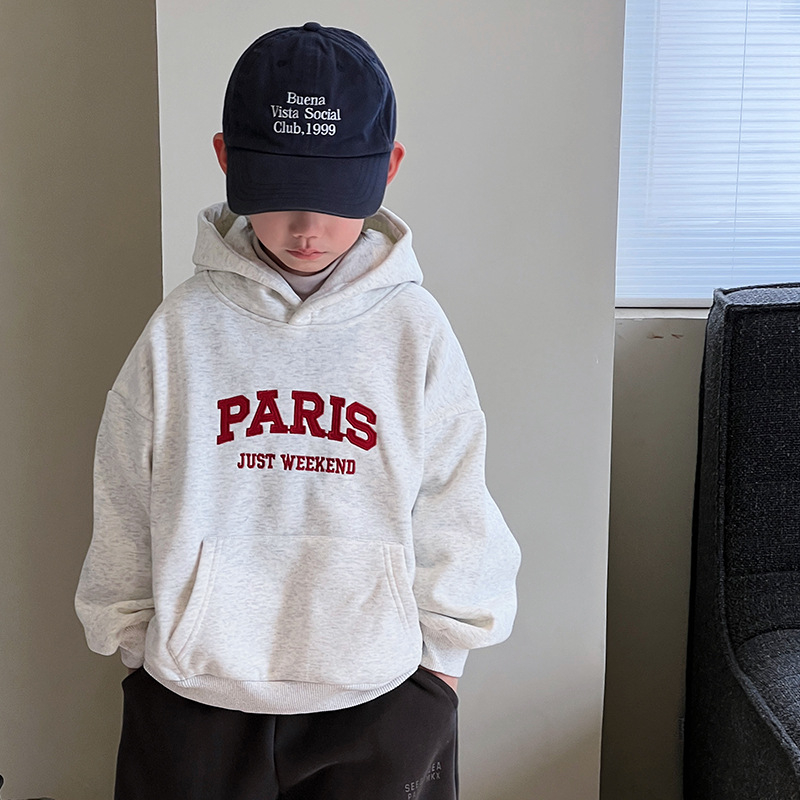 Lapse kapuutsiga džemper paksu fliis voodriga, 93% puuvill, Korea stiil, tähtedega muster, pullover