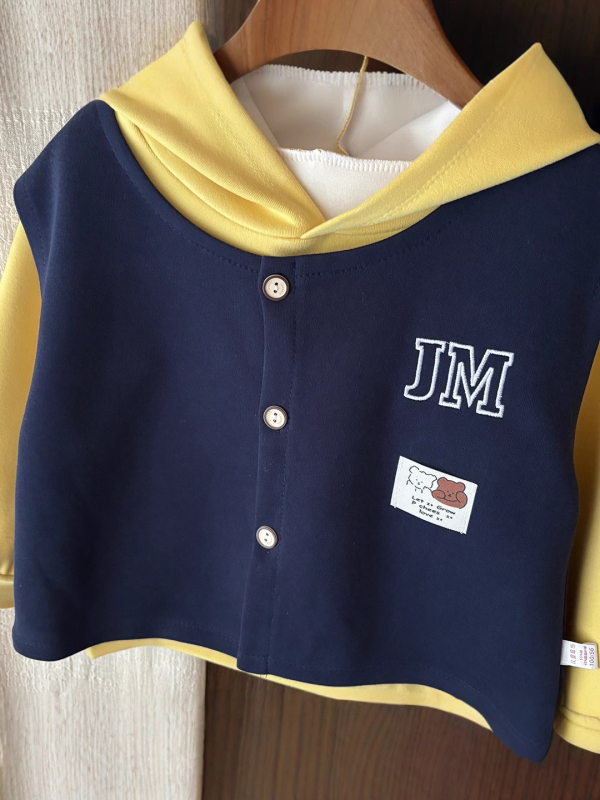 Dječji trodijelni komplet s kapuljačom, unisex, korejski stil, proljeće–jesen