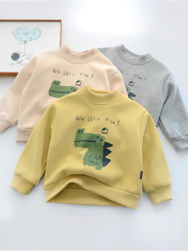 Dječja fleece mikina bez kapuljače, unisex, kratki rukavi, pulover, flis podstava, 55% pamuka, uzorak pismima