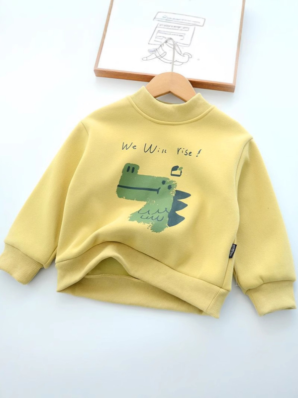 Dječja fleece mikina bez kapuljače, unisex, kratki rukavi, pulover, flis podstava, 55% pamuka, uzorak pismima