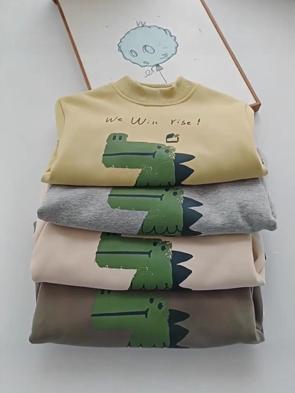 Dječja fleece mikina bez kapuljače, unisex, kratki rukavi, pulover, flis podstava, 55% pamuka, uzorak pismima