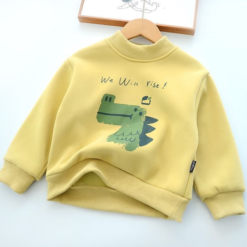 Dječja fleece mikina bez kapuljače, unisex, kratki rukavi, pulover, flis podstava, 55% pamuka, uzorak pismima