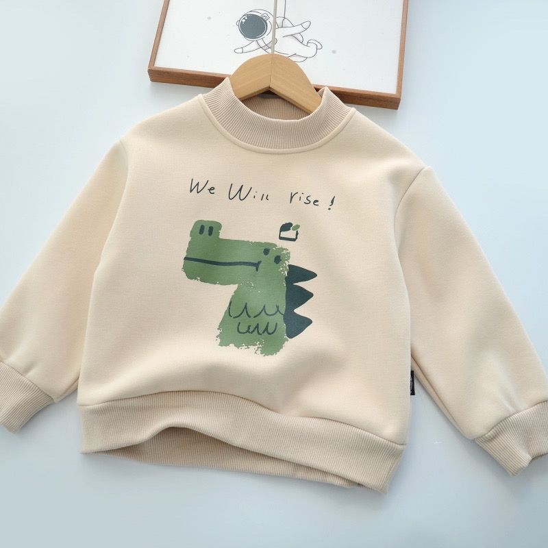 Dječja fleece mikina bez kapuljače, unisex, kratki rukavi, pulover, flis podstava, 55% pamuka, uzorak pismima