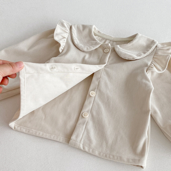 Dječji set: haljina od cordure s ovratnikom‑lutkica i cardigan dugih rukava, korejski stil, 95% pamuk