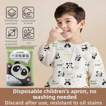 Egyszer használatos gyerekeknek szánt etetőbibek – levehető ujjakkal – vízálló, olajálló, poliészter nem szőtt anyag