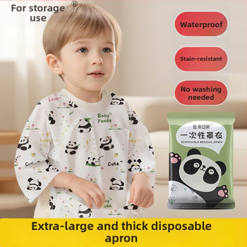 Egyszer használatos gyerekeknek szánt etetőbibek – levehető ujjakkal – vízálló, olajálló, poliészter nem szőtt anyag