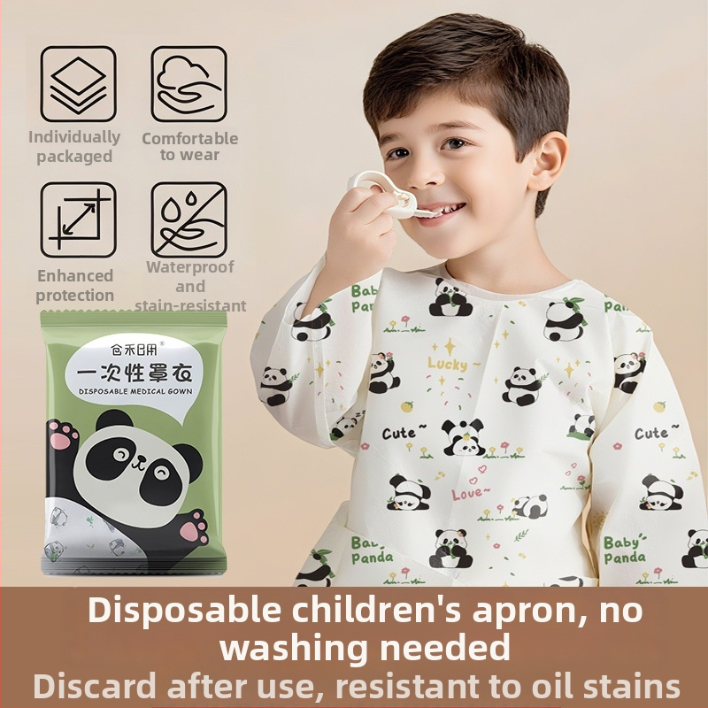 Egyszer használatos gyerekeknek szánt etetőbibek – levehető ujjakkal – vízálló, olajálló, poliészter nem szőtt anyag