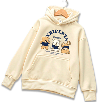Hanorac cu glugă din bumbac, căptușit cu fleece, gros, imprimeu cu desene animate, pentru copii de 8 ani și peste