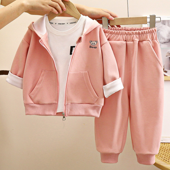 Set pentru copii din două piese cu hanorac și fermoar, material din bumbac (60%), mâneci lungi, pentru copii între 3–8 ani, toamnă