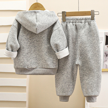 Set pentru copii din două piese cu hanorac și fermoar, material din bumbac (60%), mâneci lungi, pentru copii între 3–8 ani, toamnă