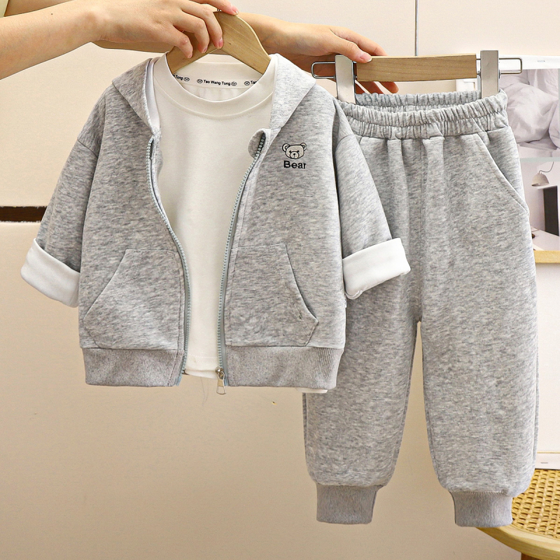 Set pentru copii din două piese cu hanorac și fermoar, material din bumbac (60%), mâneci lungi, pentru copii între 3–8 ani, toamnă