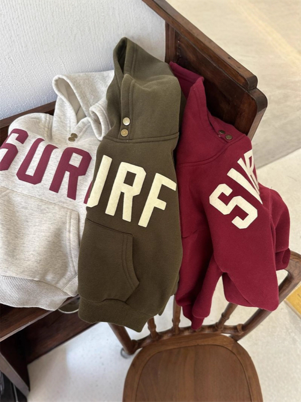 Dječji hoodie s kapuljačom, korejski stil, tisak s alfabetom, 50% pamuk, za djecu 3–8 godina