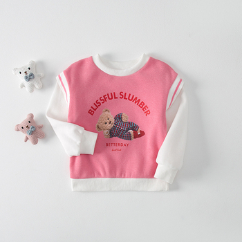 Pulover pentru copii în stil coreean — imprimeu cu desene animate și litere, mâneci lungi