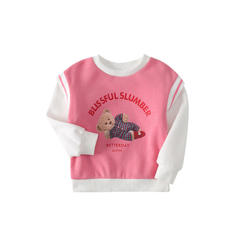 Pulover pentru copii în stil coreean — imprimeu cu desene animate și litere, mâneci lungi