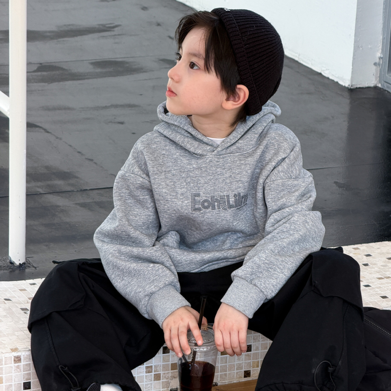Dječji hoodie s kapuljom, korejskog stila, debeli materijal, mješavina poliester/pamuk/spandeks, pulover