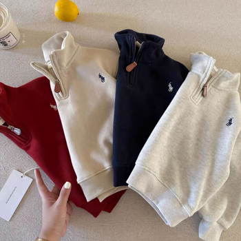 Pulover copii cu fleece, unisex, stil coreean, 90% bumbac, gros