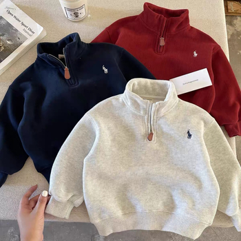 Pulover copii cu fleece, unisex, stil coreean, 90% bumbac, gros