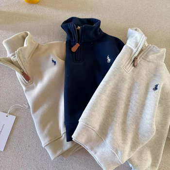 Pulover copii cu fleece, unisex, stil coreean, 90% bumbac, gros