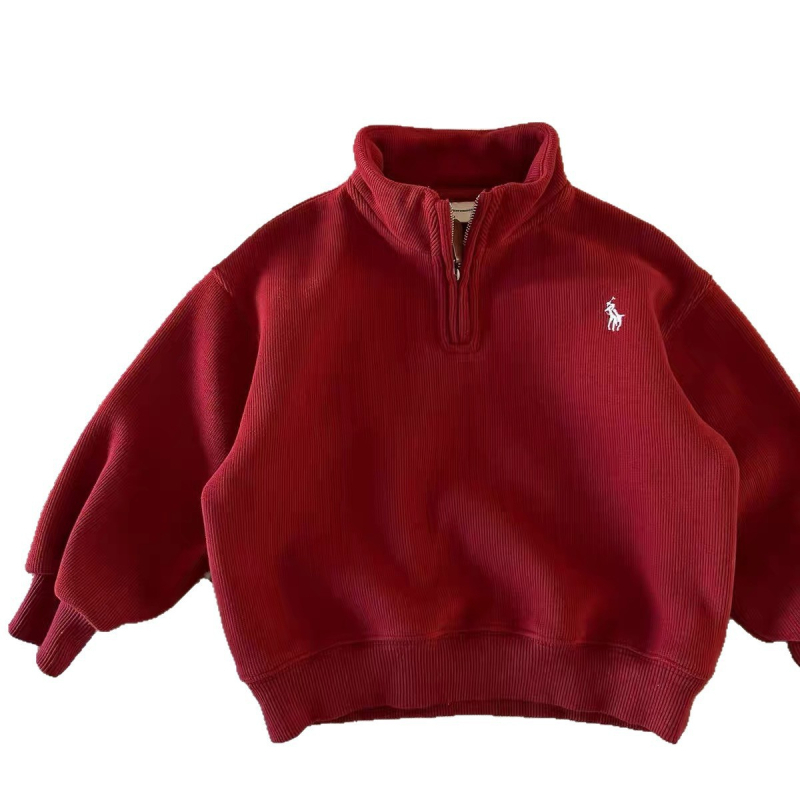 Pulover copii cu fleece, unisex, stil coreean, 90% bumbac, gros