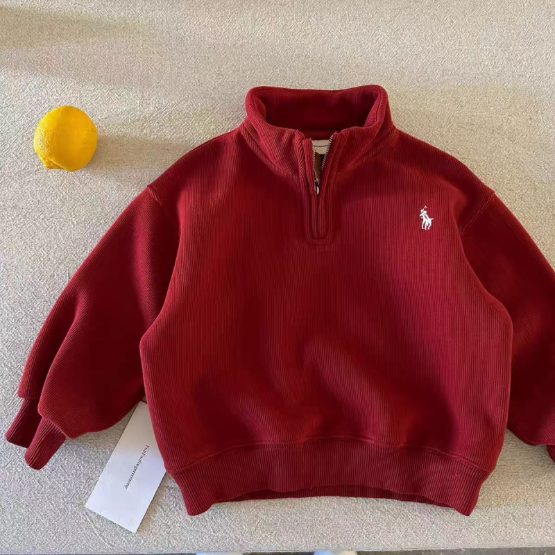 Pulover copii cu fleece, unisex, stil coreean, 90% bumbac, gros