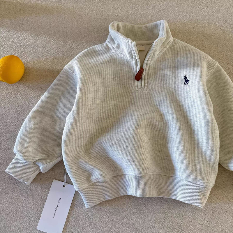 Pulover copii cu fleece, unisex, stil coreean, 90% bumbac, gros