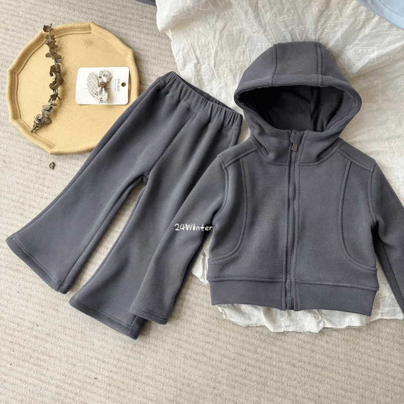 Lemon dječji dvodijelni zimski komplet za djevojčice, korejskog stila, s kapuljačom i zatvaračem na zip, od pamuka, debele materijal, za dob 3–8 godina