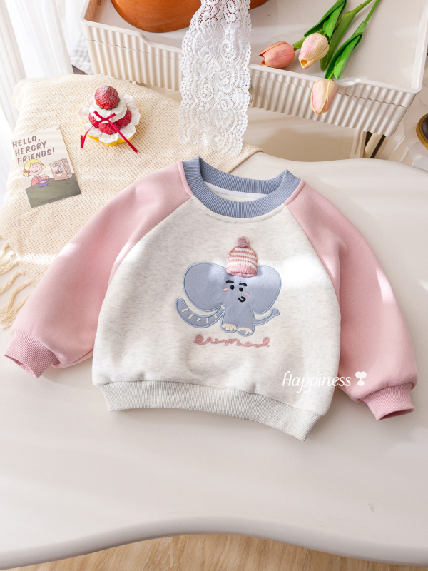 Pulover de iarnă din bumbac pentru fetițe, mâneci lungi, imprimeu cartoon