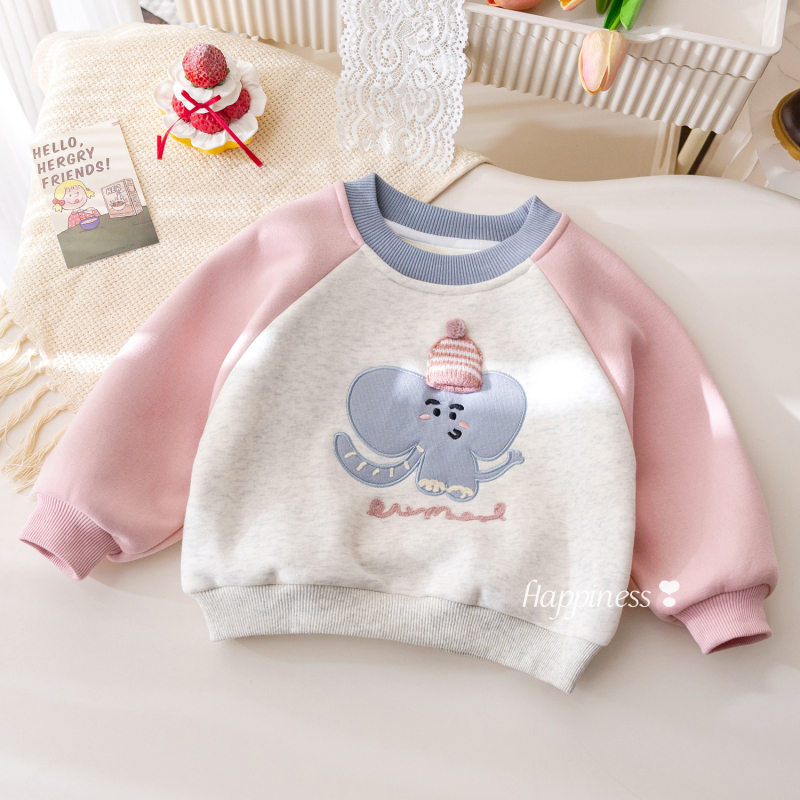 Pulover de iarnă din bumbac pentru fetițe, mâneci lungi, imprimeu cartoon