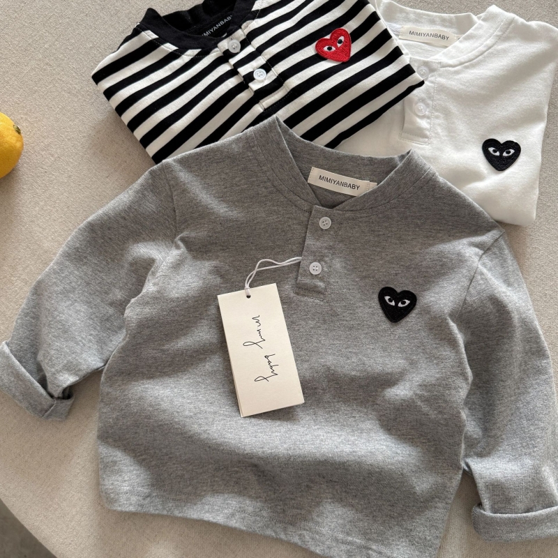 Tricou pentru copii cu mânecă lungă, din bumbac, model dungat și desen animat, guler rotund, stil coreean, evacuare umezeală