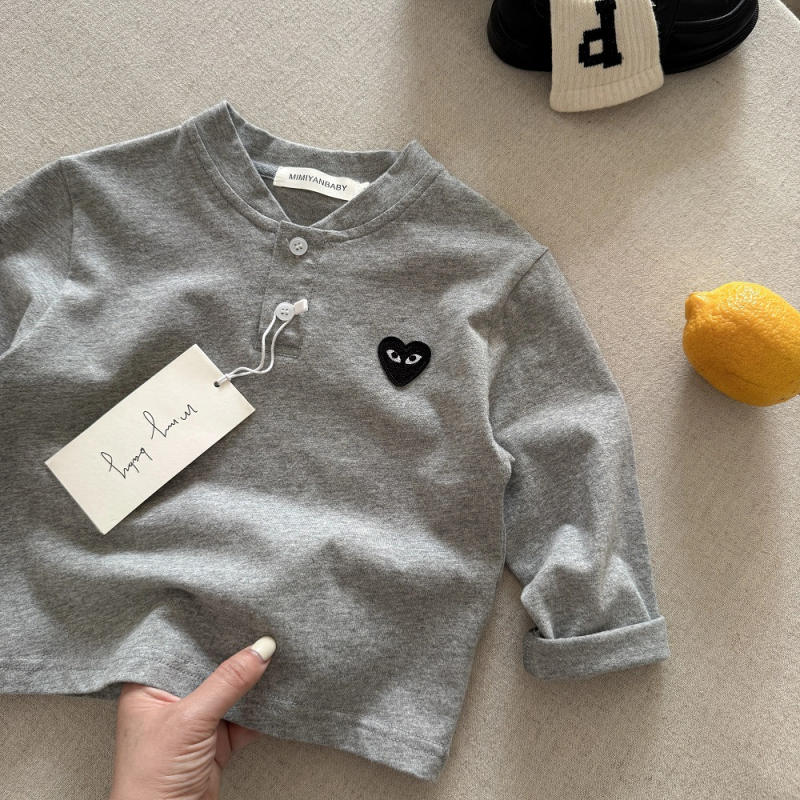 Tricou pentru copii cu mânecă lungă, din bumbac, model dungat și desen animat, guler rotund, stil coreean, evacuare umezeală