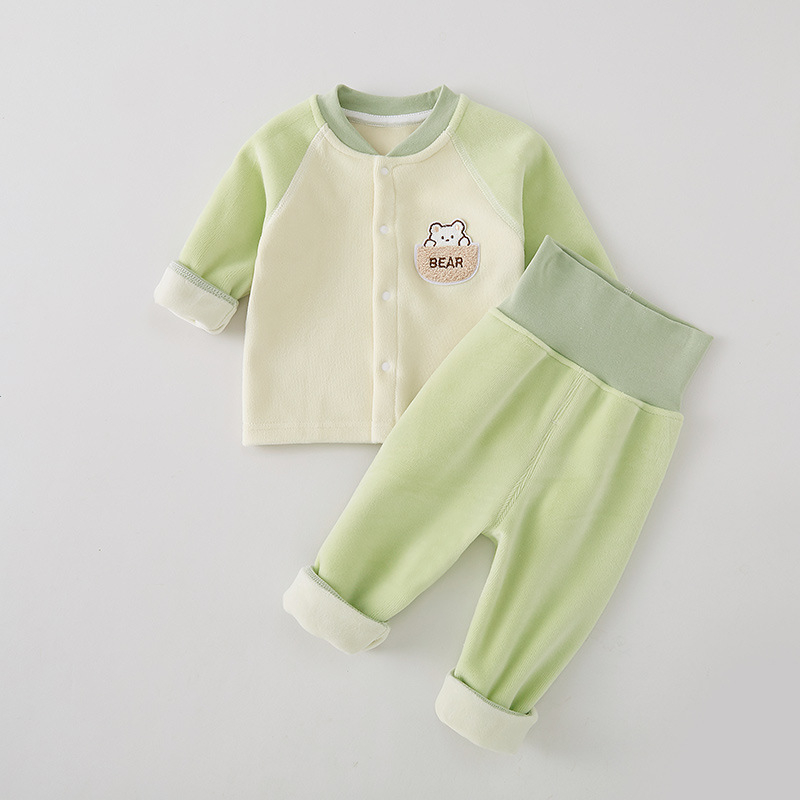 Dvojjedalni set za bebe: cardigan s flisom i hlače, zimska odjeća za bebe (jesen-zima)