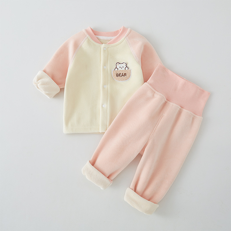Dvojjedalni set za bebe: cardigan s flisom i hlače, zimska odjeća za bebe (jesen-zima)