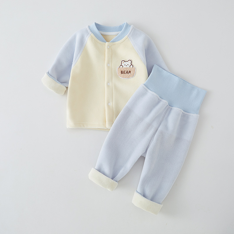 Dvojjedalni set za bebe: cardigan s flisom i hlače, zimska odjeća za bebe (jesen-zima)