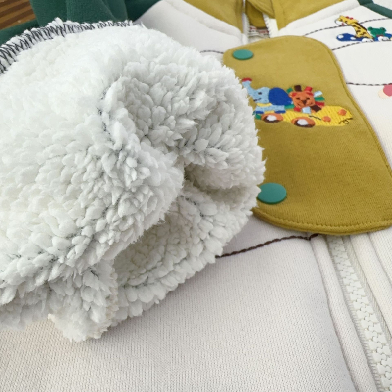 Dječja fleece jakna za zimu, unisex, stojeće ovratnik, zatvarač, uzorak crtani