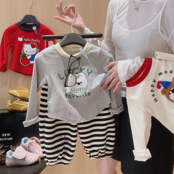 Tricou pentru copii din 95% bumbac, imprimeu cu desene animate, mâneci lungi, guler rotund