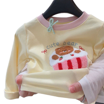 Tricou pentru copii din 95% bumbac, imprimeu cu desene animate, mâneci lungi, guler rotund