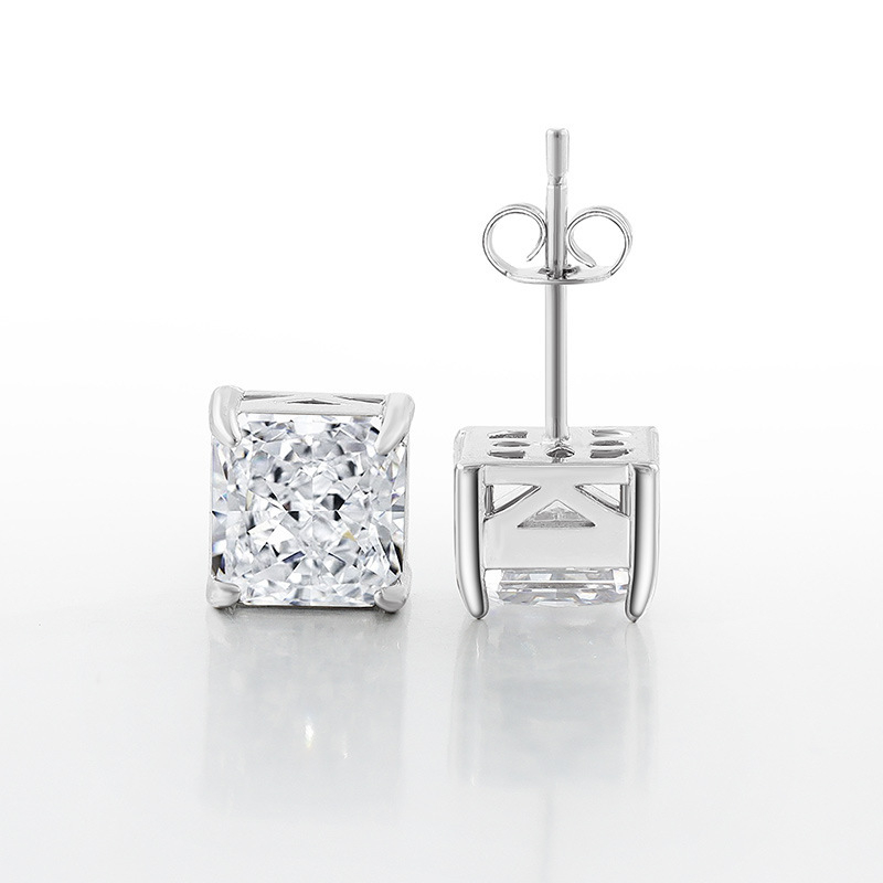 Naušnice: bakar, četverokutni geometrijski oblik, dijamantno brušenje, Silver meimei, lagani luksuzni stil, za žene, proljeće 2025