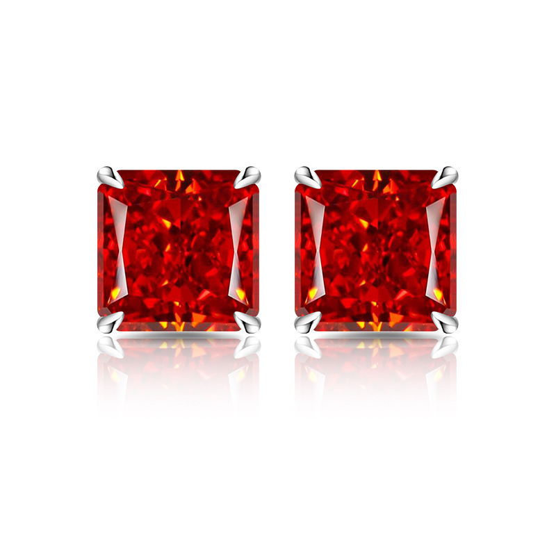 Naušnice: bakar, četverokutni geometrijski oblik, dijamantno brušenje, Silver meimei, lagani luksuzni stil, za žene, proljeće 2025