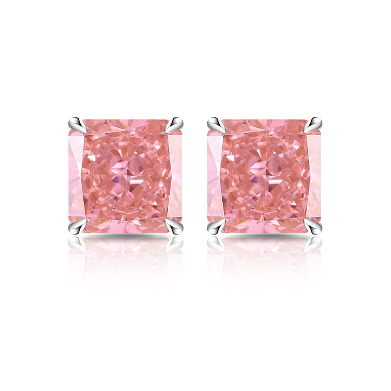 Naušnice: bakar, četverokutni geometrijski oblik, dijamantno brušenje, Silver meimei, lagani luksuzni stil, za žene, proljeće 2025