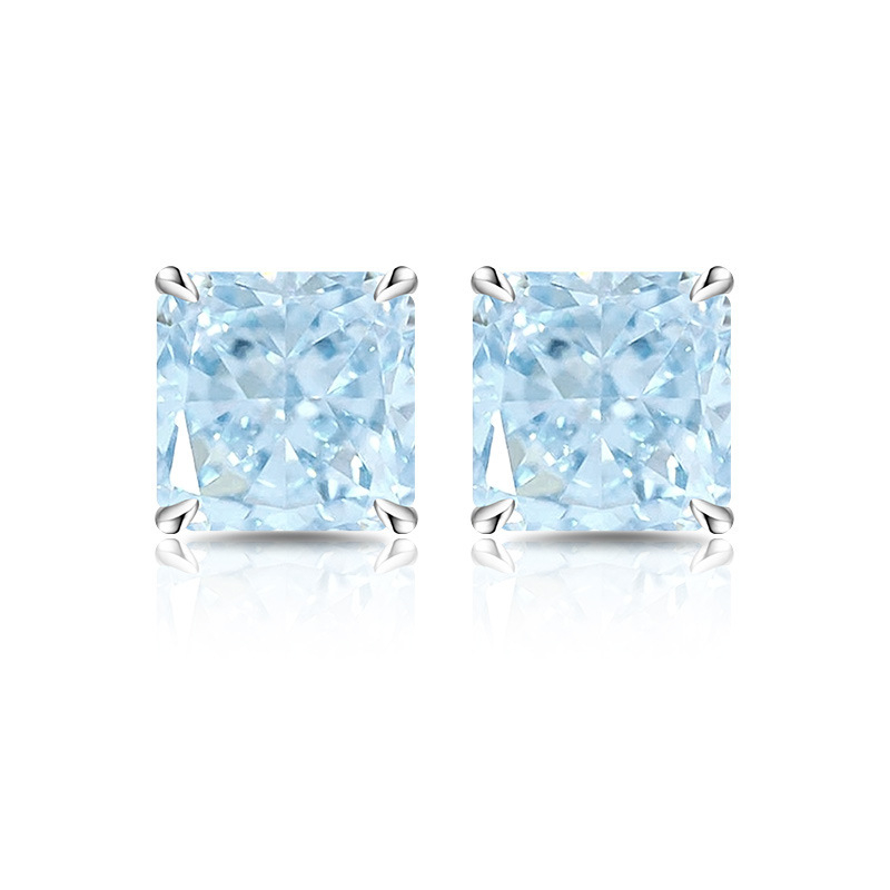 Naušnice: bakar, četverokutni geometrijski oblik, dijamantno brušenje, Silver meimei, lagani luksuzni stil, za žene, proljeće 2025